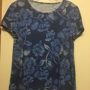 chicos Floral blue top size 1